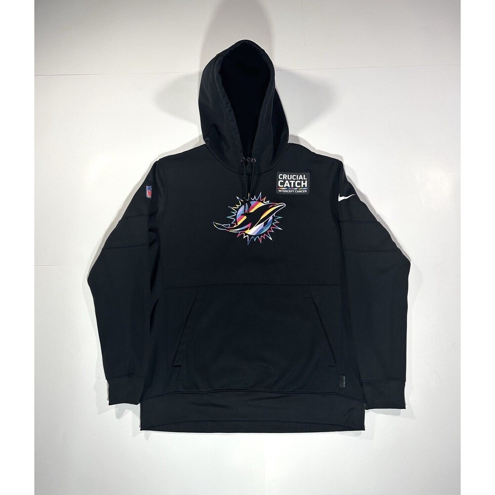 Nike OnField Miami Dolphins Crucial Catch Intercept Cancer Hoodie Rex Sunahara L